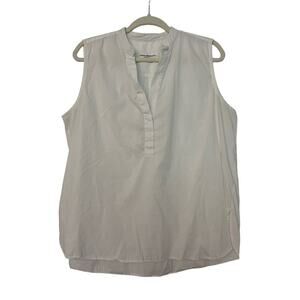 Amina Rubinacci White Silk Blend Sleeveless Blouse Size L